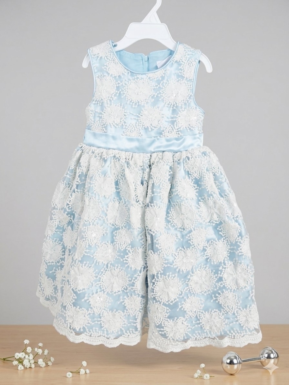 Nannette Light Blue Floral Lace Dress
